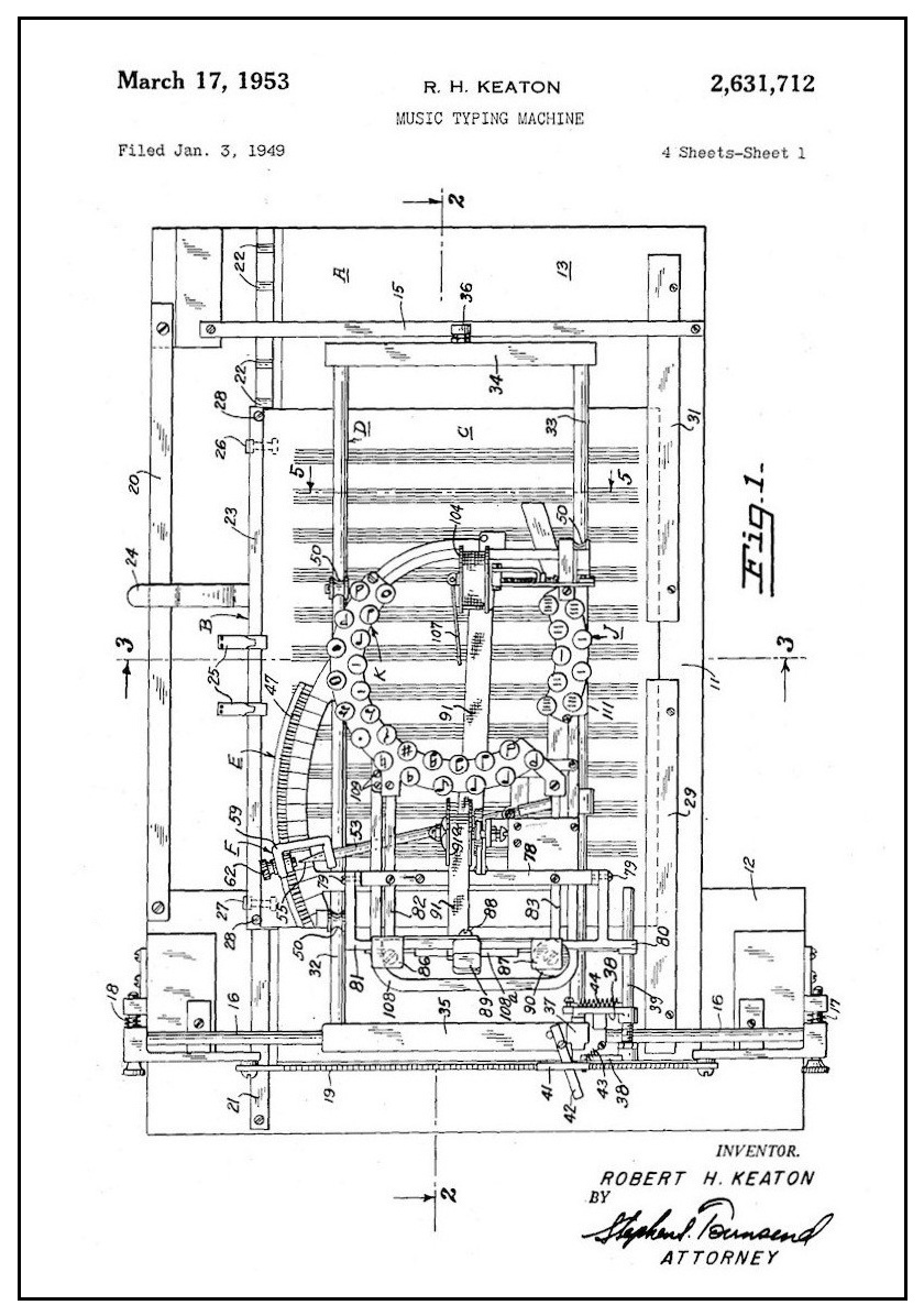 Brevetto della Keaton Music Typewriter