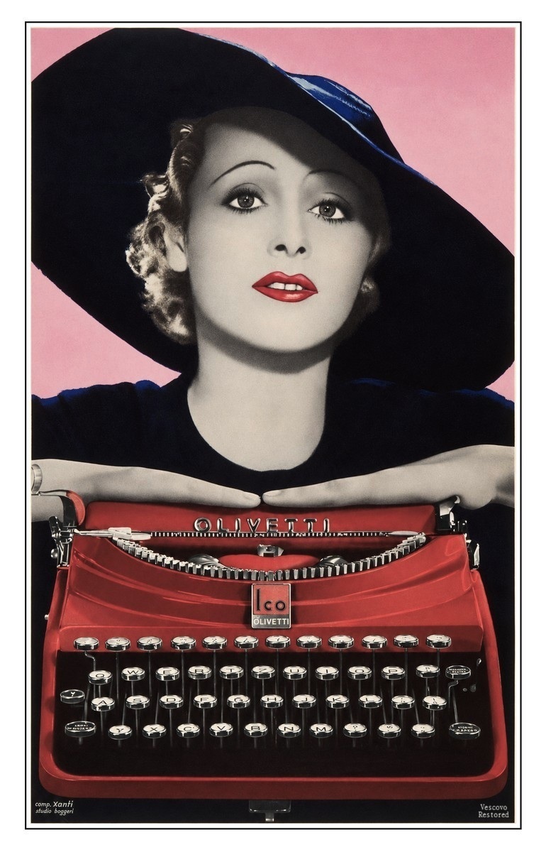 Pubblicità a colori della Olivetti MP1 di Xanti Schawinsky, 1934