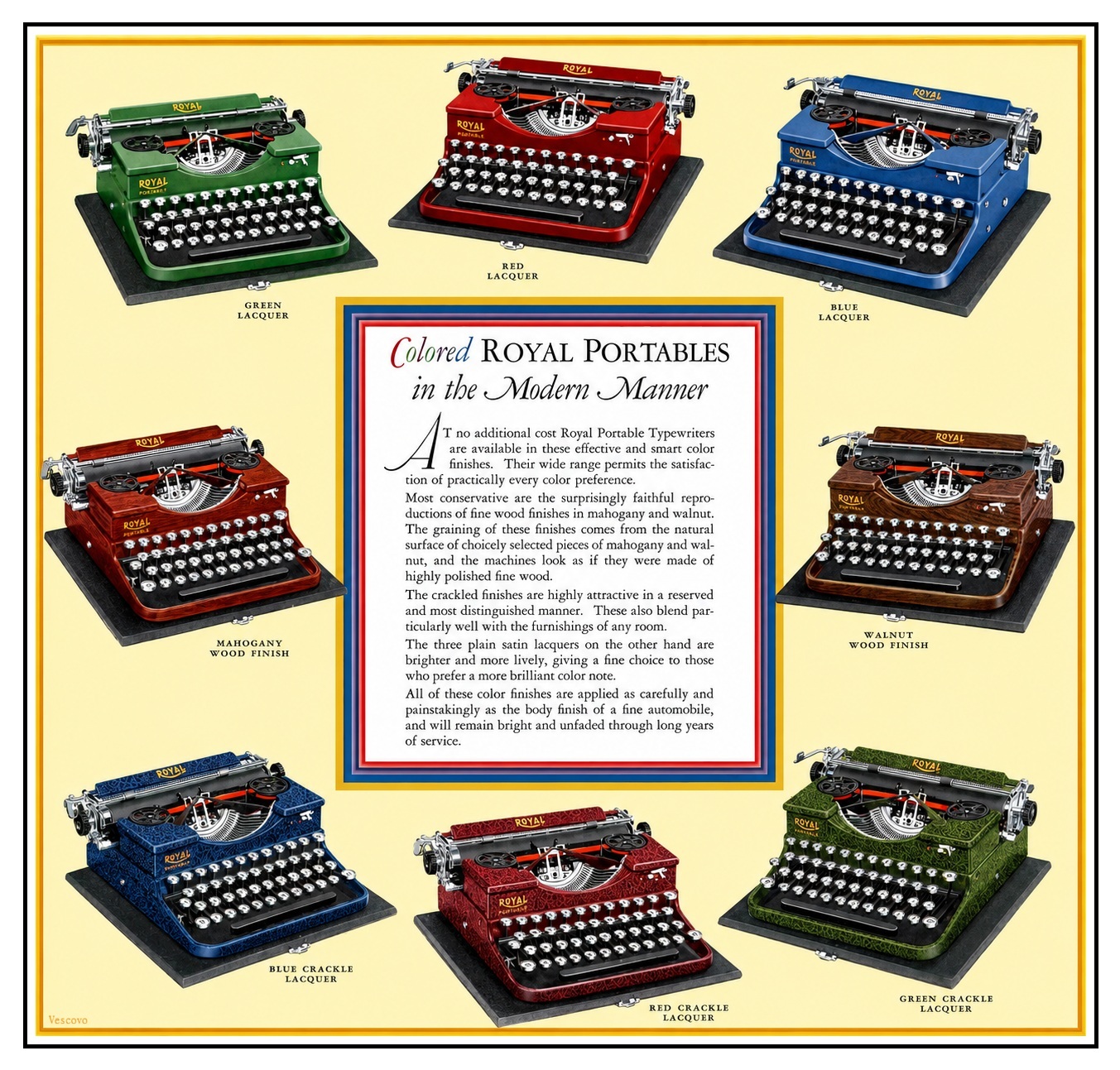 Pubblicità a colori della Royal Portable degli anni Trenta